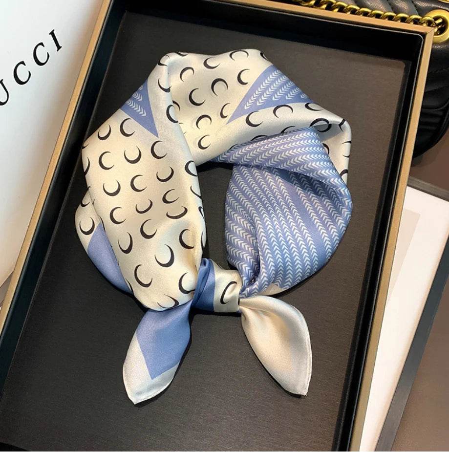 Women Fashion Versatile New Silk Scarves 70x70cm Square Scarf Korean Version Neck Protection Spring and Autumn Vintage Scarf - AIAZ