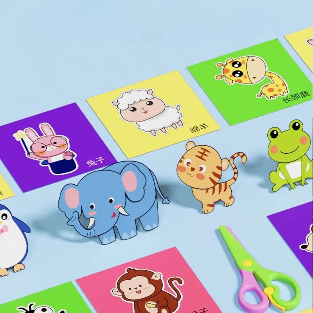48Pcs Handmade Paper Cut Book Kids Craft Toys DIY Cartoon Scrapbooking Paper Art Toys Kids Learning Toys for Children Gifts - AIAZ