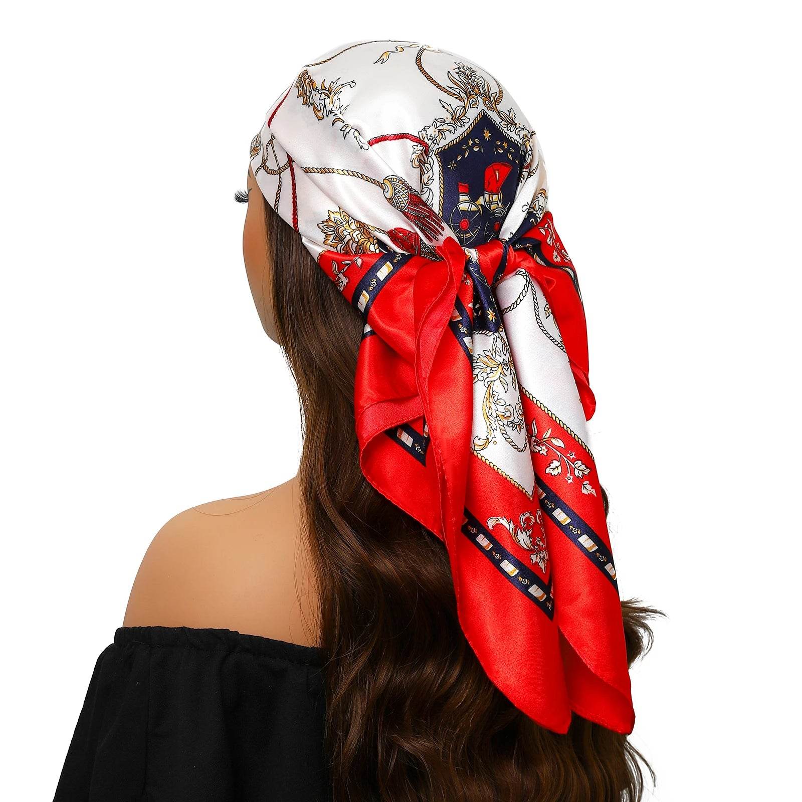 Head Scarf Women Luxury Brand Square 90*90cm Silk Foulard Satin Bandana Cheveux Soft Neckerchief Hijab Hair Scarves For Ladies - AIAZ