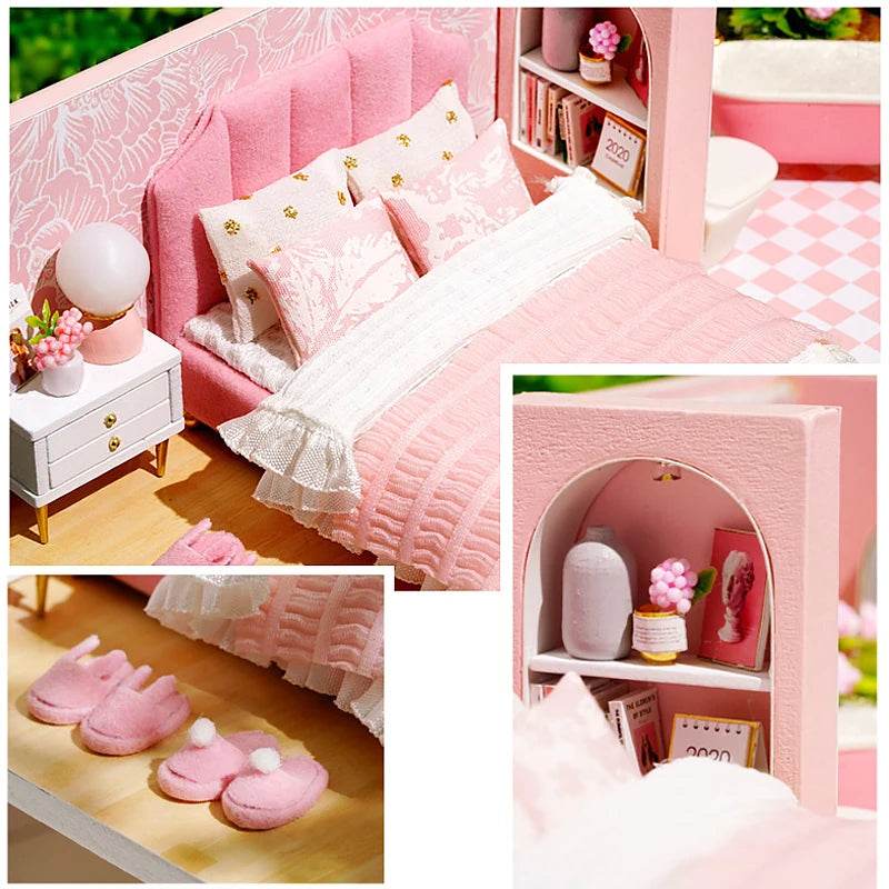 Doll House Kit 3D Wooden Mini DollHouse Assembly Building with Furniture Kit Toys Children's Birthday Gift 3D Puzzle Handmade - AIAZ