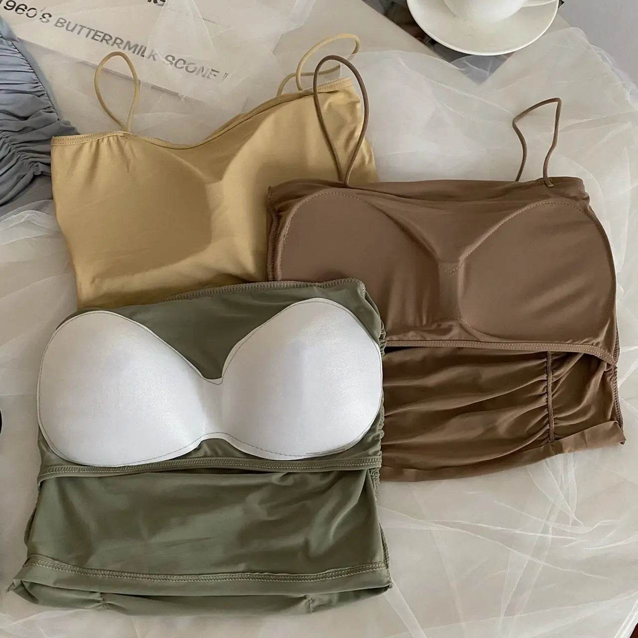 Women Crop Tops Sexy Tank Top For Lady Summer Tube Tops With Cups Female Underwear Lingerie Woman Clothing Girls Camisole Vest - AIAZ