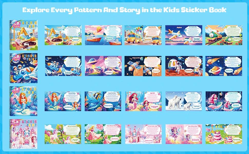 Montessori Sticker Puzzle Book With Story For Kids Educational Jigsaw Sticker Creative Games Children's Mosaic Toy Birthday Gift