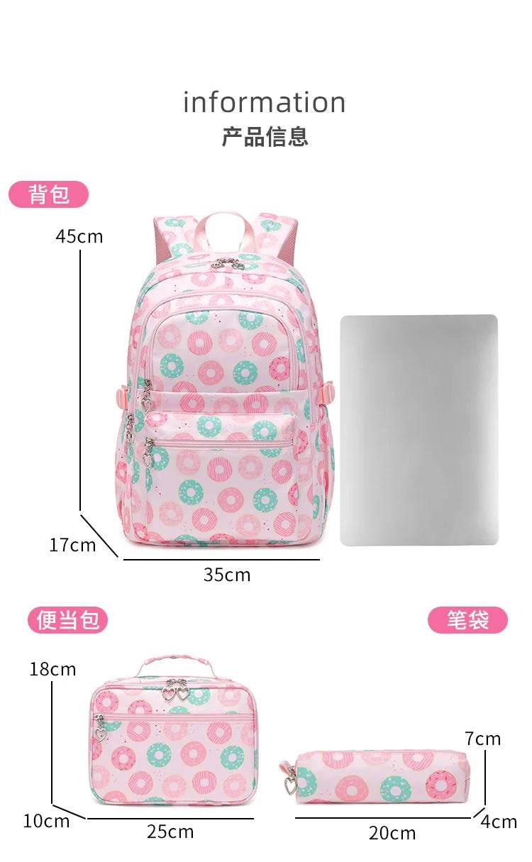 2025 New 3 Pcs Sets Student Schoolbag Girls Fashion Leisure Large Capacity Backpack Junior High School Shoulders Backpack - AIAZ
