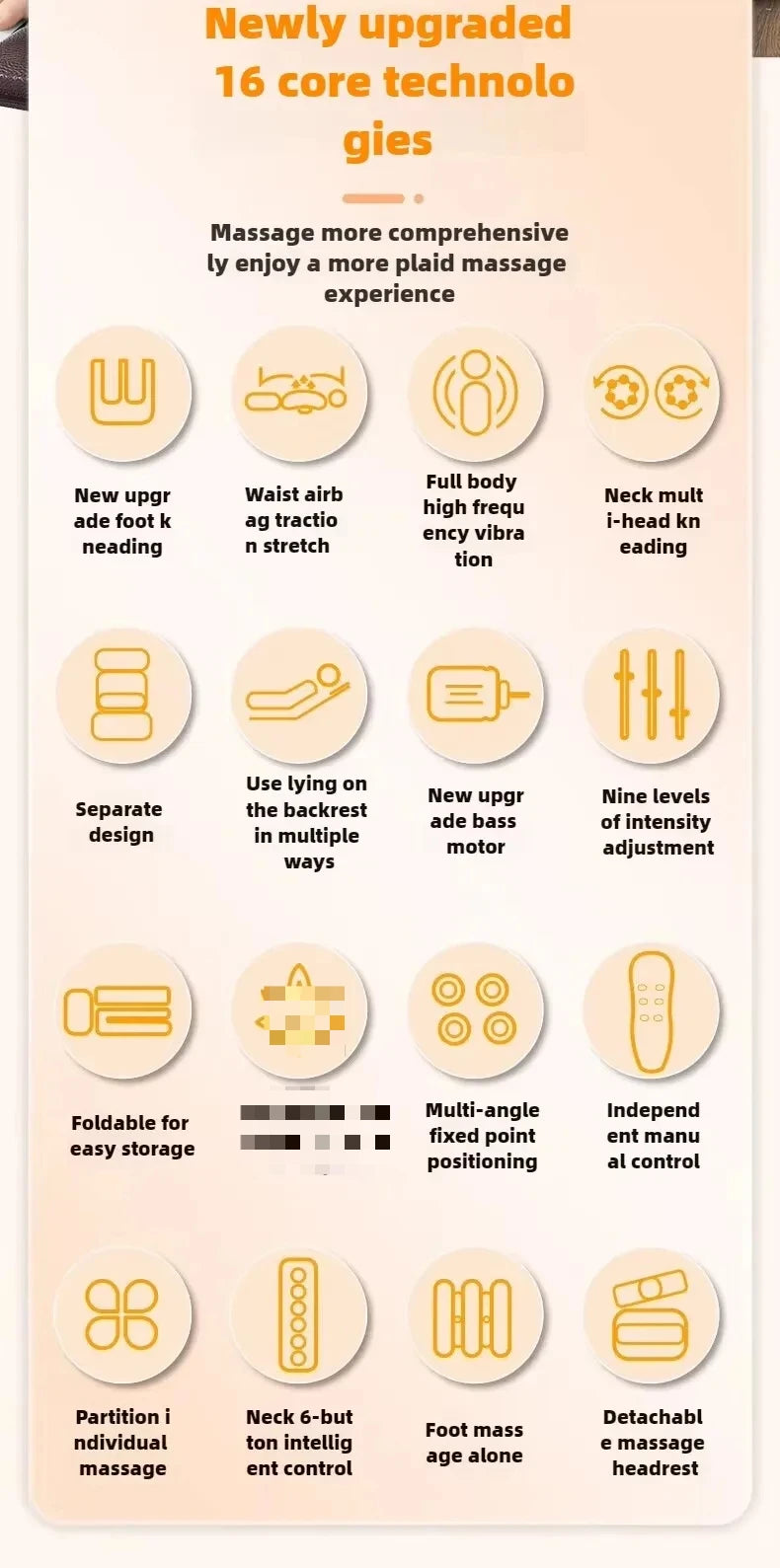 Electric Full Body Massage Mattress With Heating Hand Control Shoulder Neck Waist Airbag Back Kneading vibration Massage Cushion