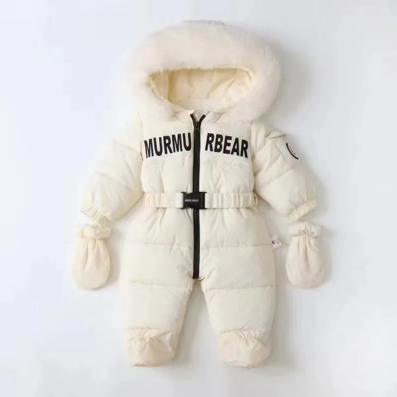 Winter Newborn Baby Girl Jumpsuit Thicken Baby Ski Suit With Gloves Belt Baby Romper Warm Infant Snowsuit Children Clothing Set