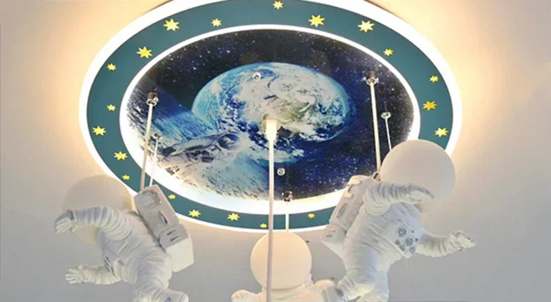 Hot Selling Creative Astronaut Children's Pendant Lights Cartoon Bedroom Lights  Decorative Lighting Fixtures Tri Colored Light