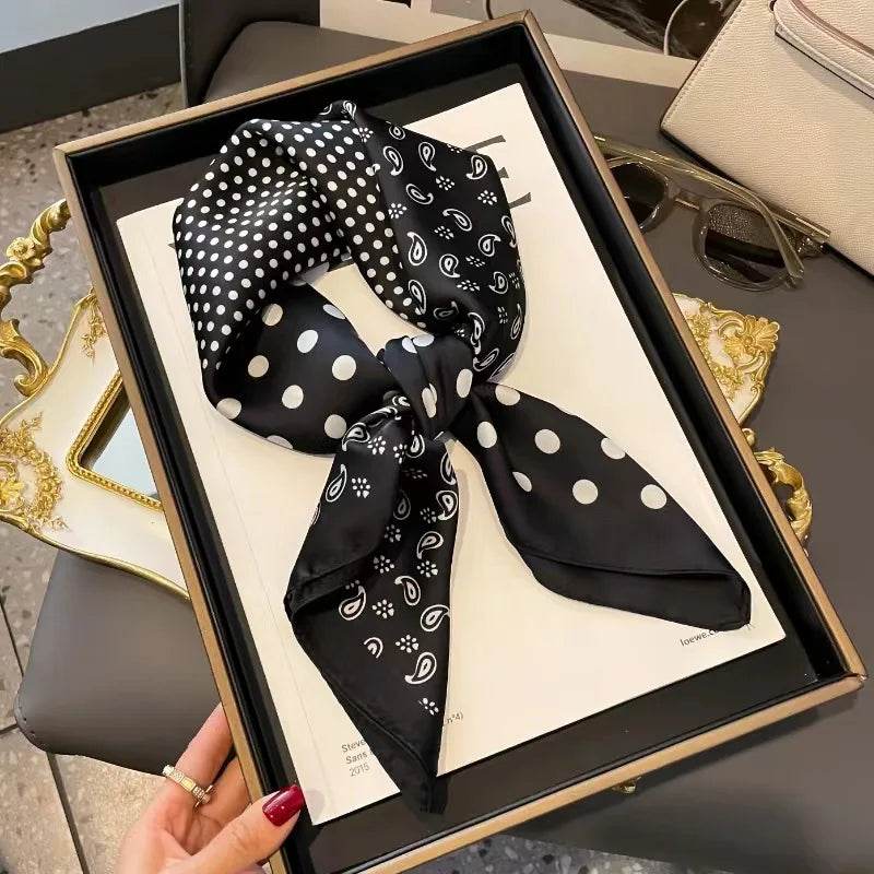 Luxury Chain Print Small Square Scarf Simulated Silk Thin Neck Scarf Fashion Sunscreen Headscarf For Women 70x70cm - AIAZ