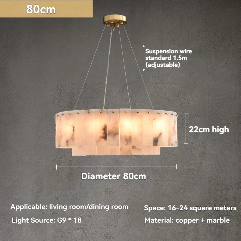 Natural Marble Brass Pendant Light Luxury Nordic Gold Chandelier for Living Room Dining Room Bedroom Bar Study Lighting Fixture