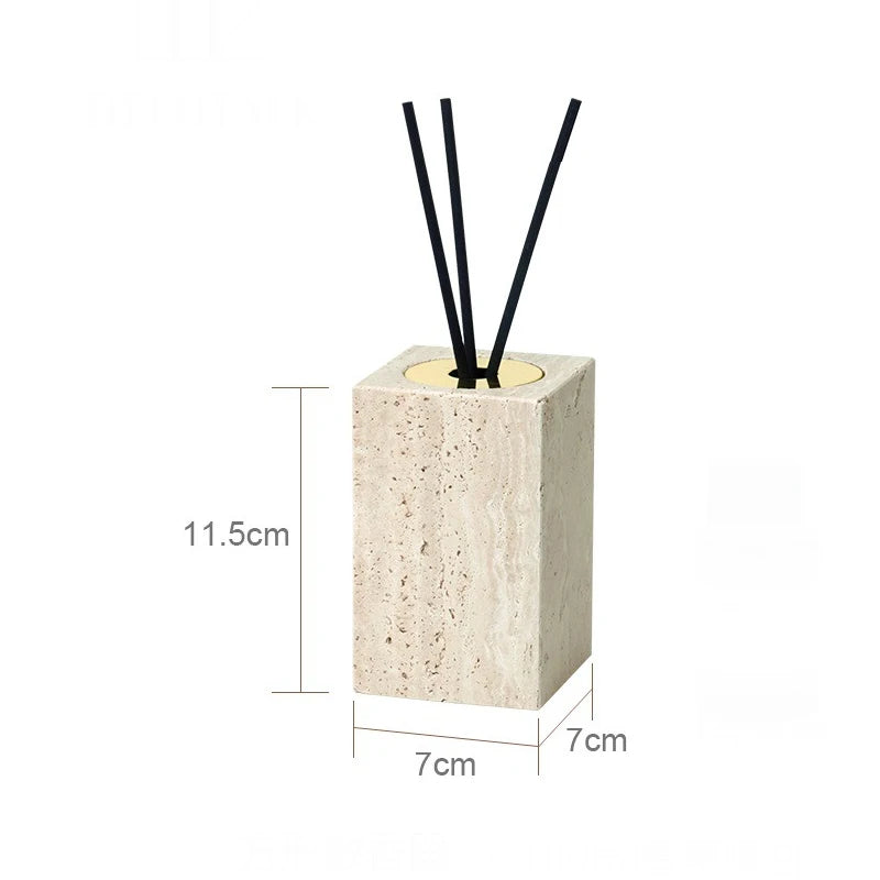 Beige Travertine Bathroom Accessories Set Natural Marble Soap Dispenser Soap Dish Reed Diffuser Vanity Tray Bathroom Set