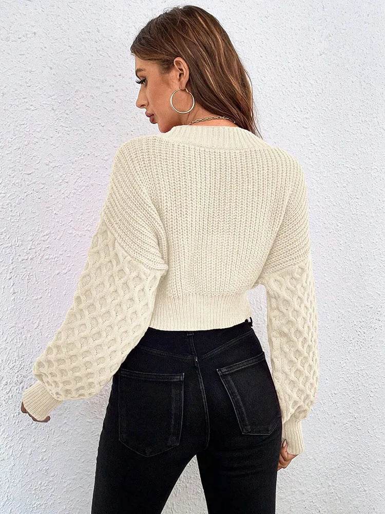 Women's Knitted Cardigan Sweater Autumn Winter Twist Knit Open Front with Buttons Fashionable Warm Top - AIAZ