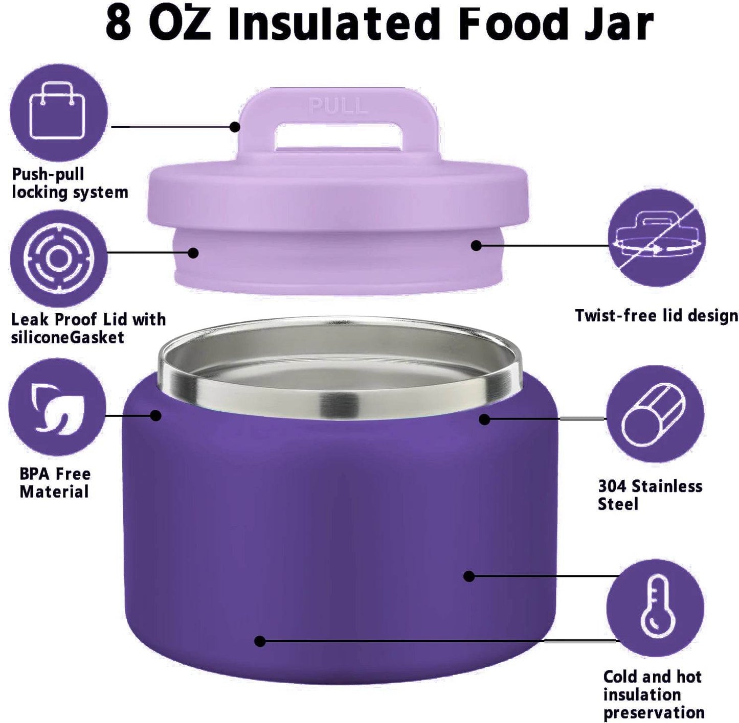 Bento Lunch Box With 8oz Stainless Steel Insulated Vaccum Food Jar - AIAZ