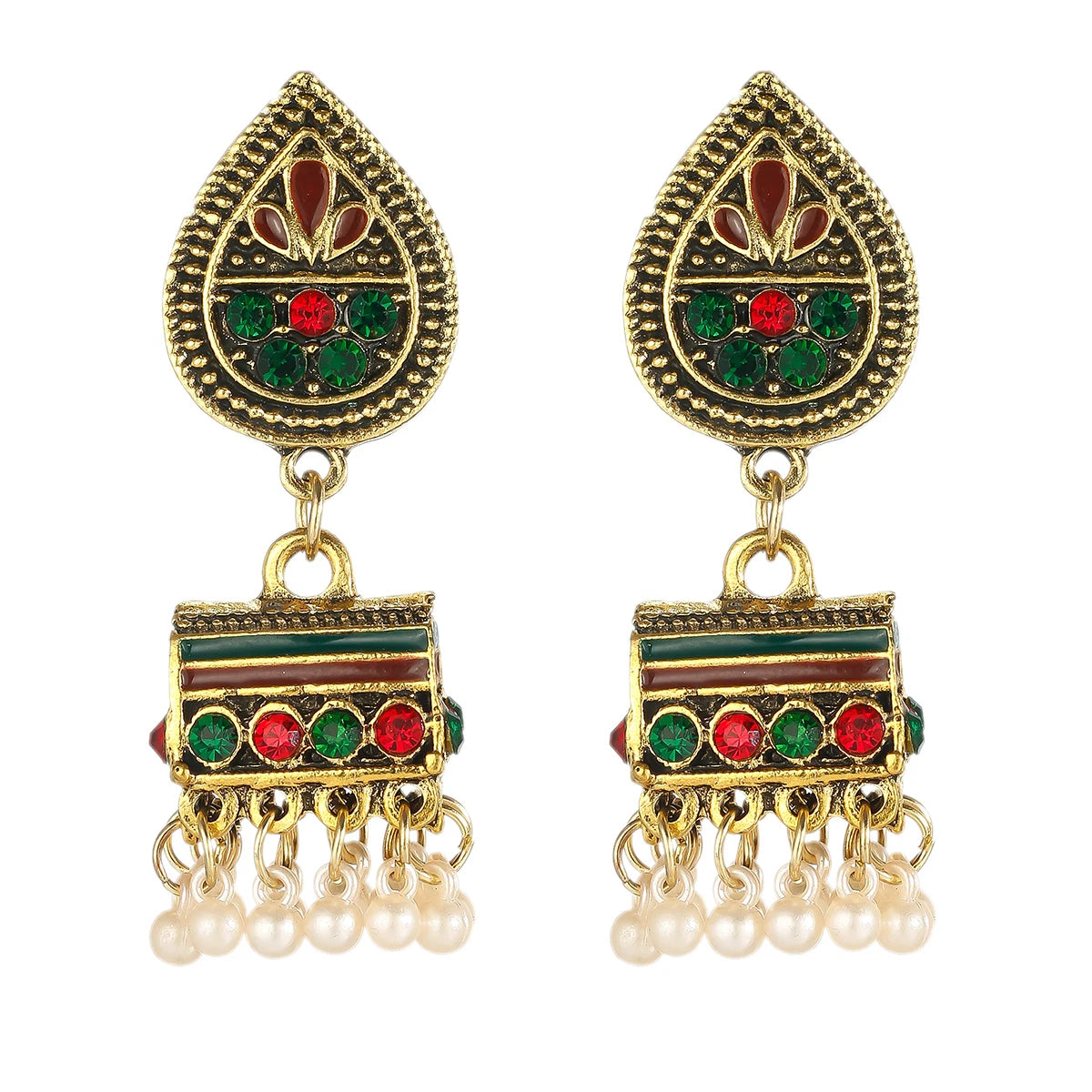 Boho Afghan Ethnic Drop Earrings For Women Pendient Gold Color Gyspy Silver Color Bell Ladies Indian Earring Jewelry
