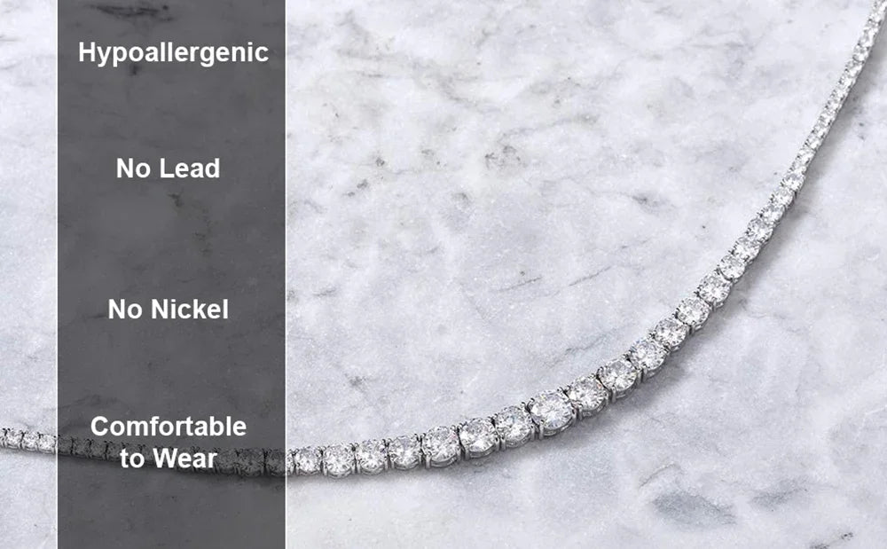 Gradient Full Moissanite Diamond Tennis Necklace for Women 925 Sterling Silver Plated 18K White Gold Neck Chain Jewely with GRA