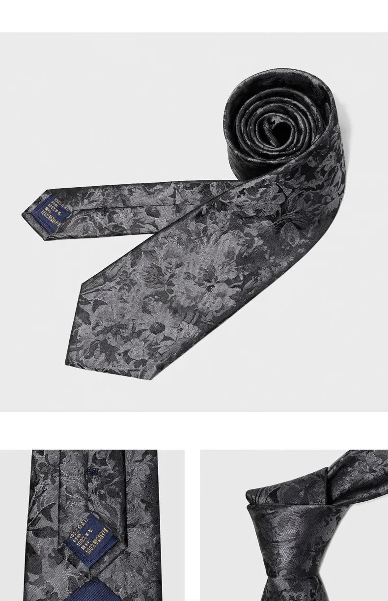 Mulberry Silk Handmade Retro Wool Lined Silk Tie Men's High-End Light Gray National Style Jacquard Business Groom Wedding