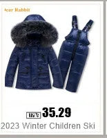 -30 degree Winter Ski Suit Plus Velvet Baby Jumpsuit Boy Overalls Warm Kids toddler girl Clothes Children Clothing coat overcoat