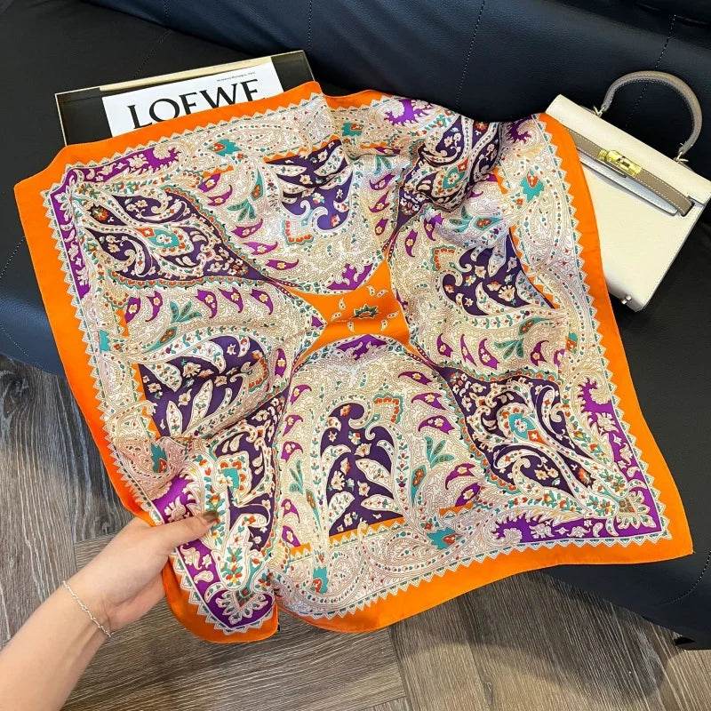 2024 New Leopard Print Square Scarf Women's Imitation Silk Scarf Casual Versatile Decoration Small Neck Scarf 70CMx70CM - AIAZ