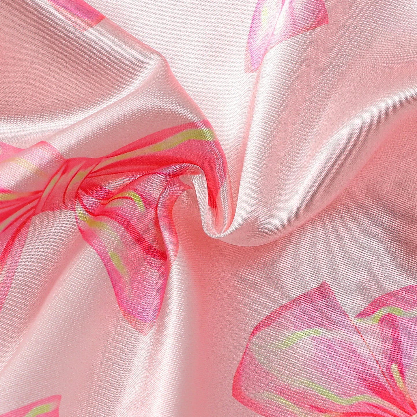 MISOWMNJOY Satin Baby Girls Pajamas Spring Long Sleeve Bow Print Furry Patchwork Button Closure Jumpsuit Sleepwear Loungewear