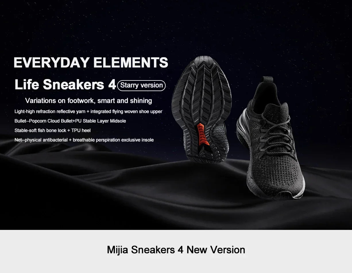 Classic Mijia Sneakers 4 Upgrade Men Fashion Breathable Shock-absorbing Sports Running Shoes Flying Woven Male Non-Slip Shoes