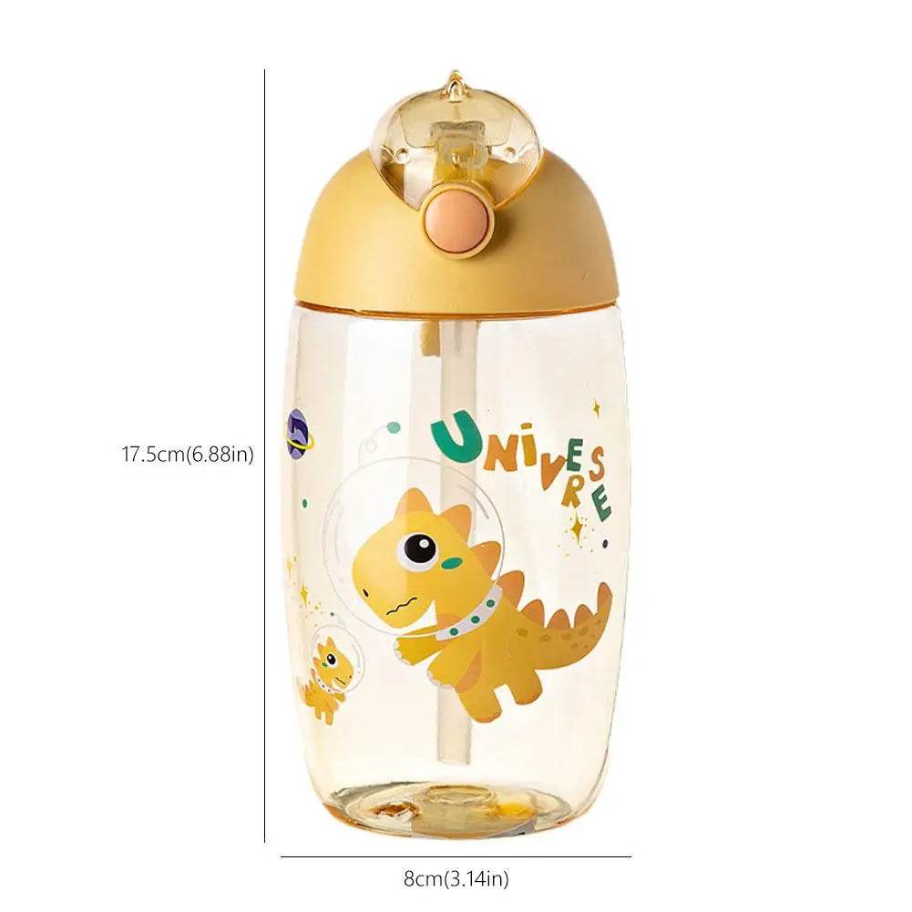 500ml Children's Dinosaur Water Bottle With Silicone Straw Leak Proof Plastic Water Bottle Summer Children's Water Cup - AIAZ