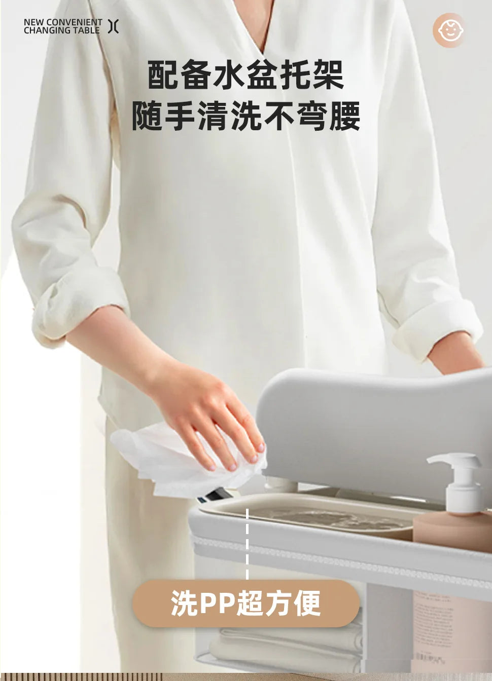 Diaper Table Baby Care Table Portable Multifunctional Foldable Shampooable Baby Diaper Table