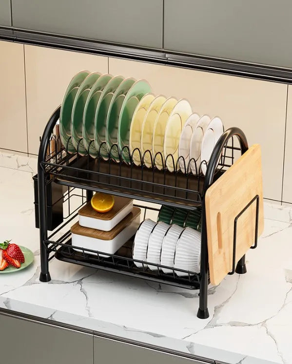 Kitchen Dish Storage Rack Countertop Water Filter Drying Bowl Basket Chopsticks Plate Storage Drain Bowl Shelf