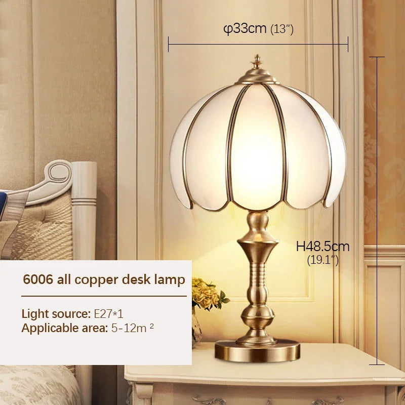 TEMAR Brass Table Lights  Modern European Creative Luxury Glass Copper Desk Lamp For Home Living Room Study Bedroom LED lamp