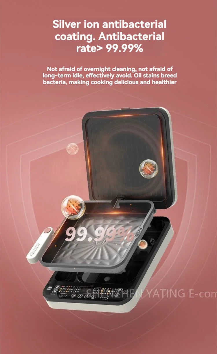 Home Appliance The Upper And Lower Plates Of The Electric Baking Pan Can Be Disassembled And Washed To Deepen The Plate