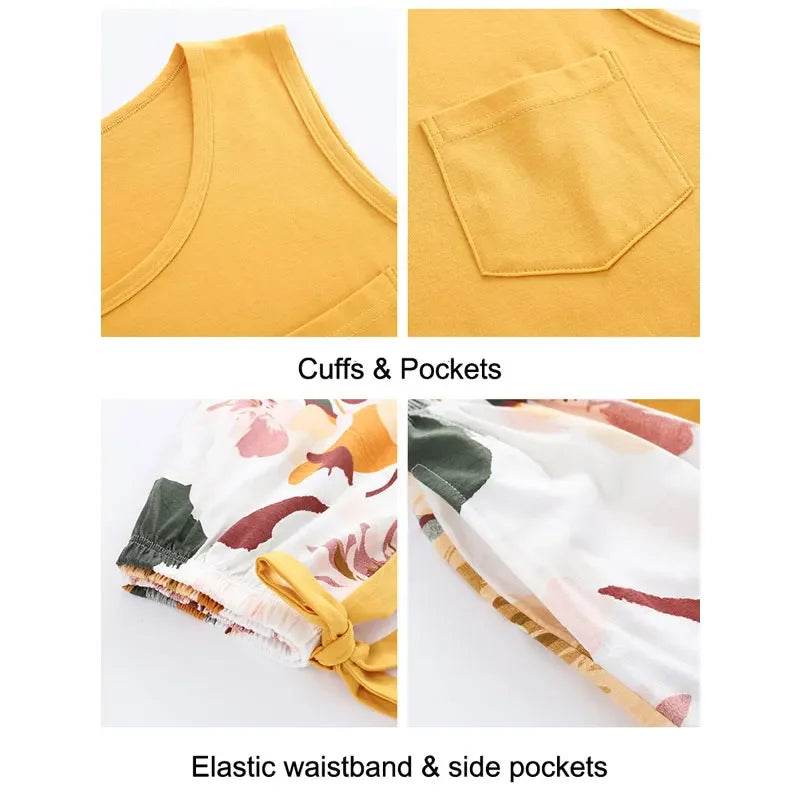 New women's pajamas set summer Cotton solid color top print shorts sleepwear Korean kawaii home clothes pijama two piece set - AIAZ