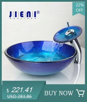 JIENI European Style Bathroom Sink Set Ceramic Washbasin Black Waterfall Faucet Pop Up Drain Combo Oval Counter Top Sinks