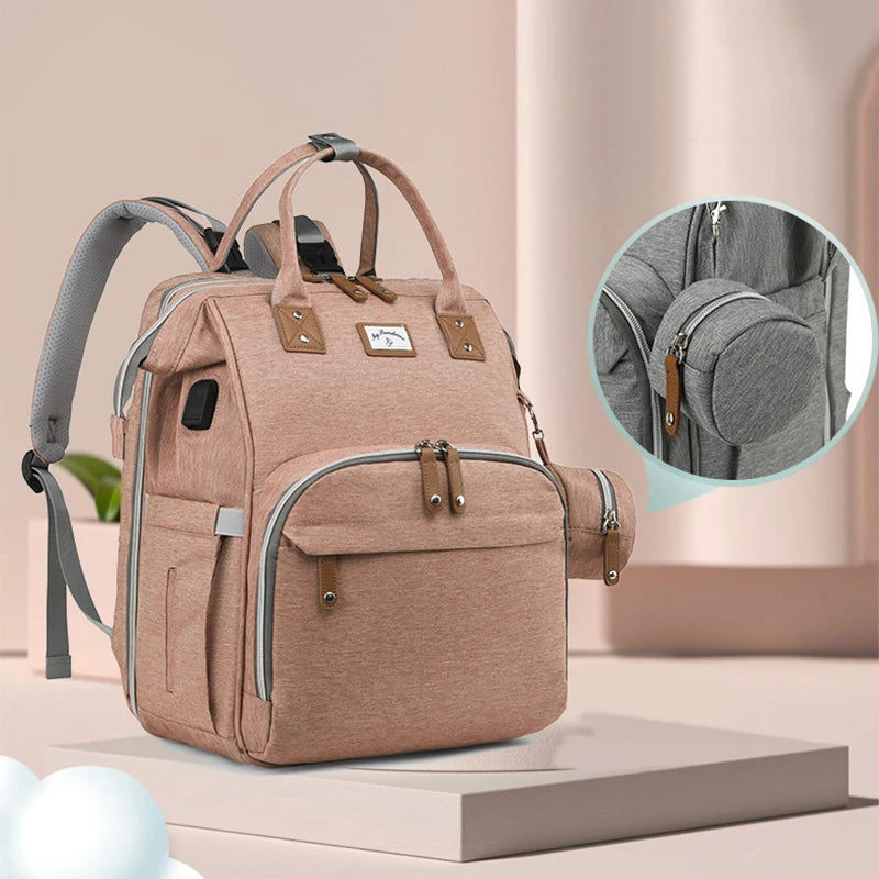 Fashion Mommy Diaper Bags with Diaper Pad Nursing Bags Maternity USB Multifunctional Portable Large Baby Stroller Hanging Bag