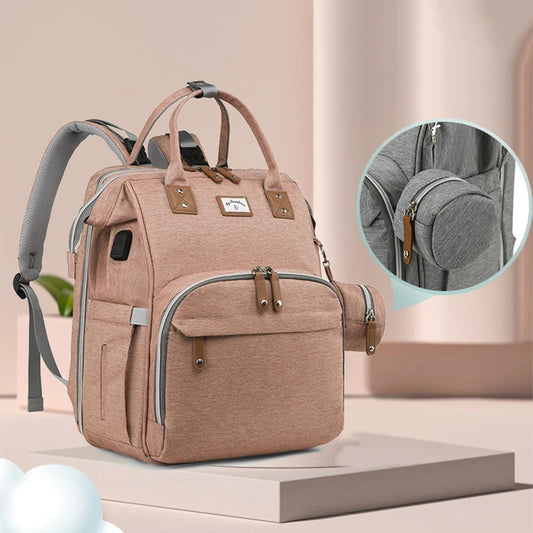 Fashion Mommy Diaper Bags with Diaper Pad Nursing Bags Maternity USB Multifunctional Portable Large Baby Stroller Hanging Bag