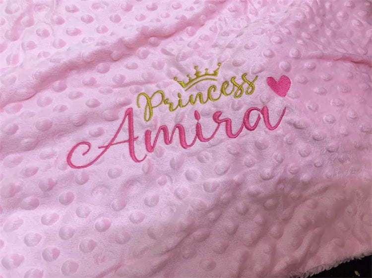 Personalized Bubble Minky Fleece Baby Blanket with Name DIY Custom Toddler Crib Stroller Blanket For Newborn Baby Birthday Gift