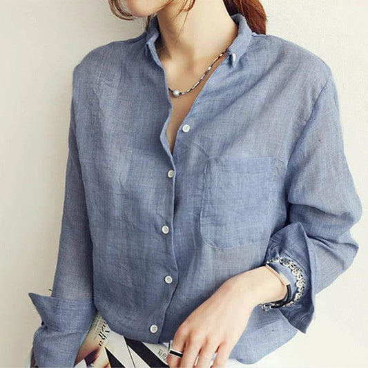 Chemisier Femme Womens Tops Fashion 2022 Summer Linen White Shirt Women Long Sleeve Blouse Korean Woman Clothes Roupas Femininas - AIAZ