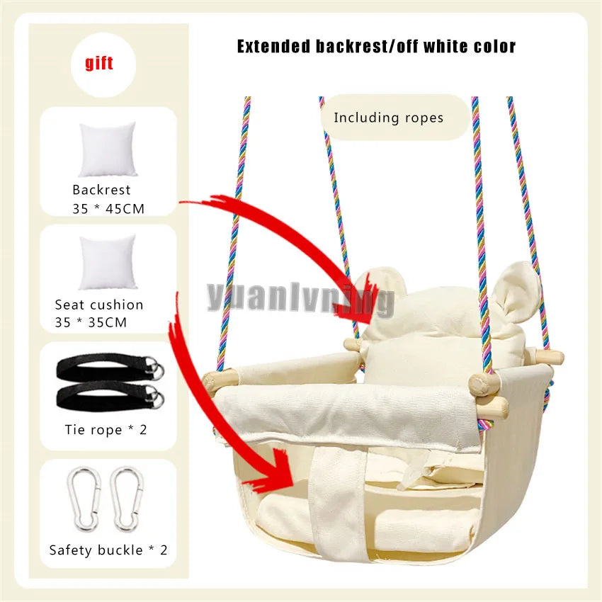 Kids Swing Portable Ceiling Suspended Chair With Seat Cushion Kids Baby Children's  Hammock with Safety Belt For Kids Babies