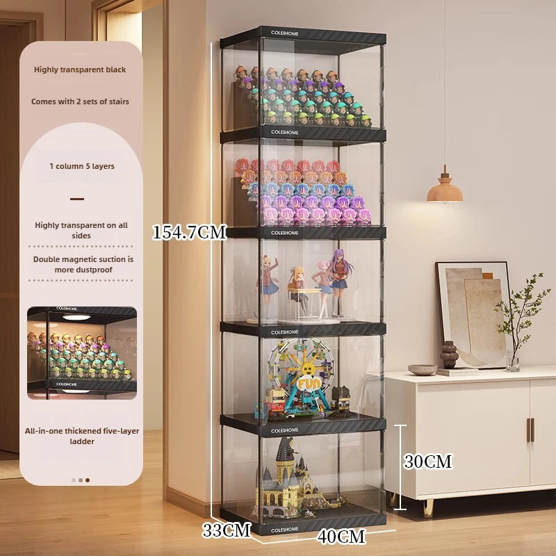 Handmade Display Cabinet, Decorative Model, Building Block Storage Box, Transparent Lego Layered Toy Rack for Household Use