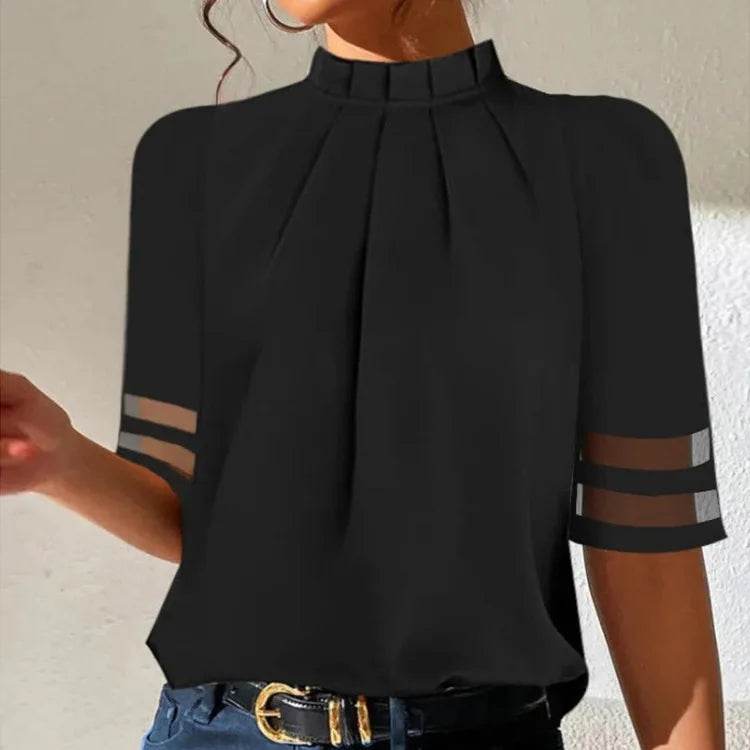 Sexy Off Shoulder Shirt Women Black Office Ladies Tops And Blouses 2024 Summer Casual Short Sleeve Top Femme Woman Shirts Blouse - AIAZ
