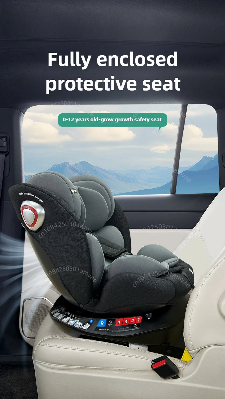 Car safety seat, 0-12-year-old growth type safety seat, ISOFIX hard interface+LATCH stability is good, preventing rollover