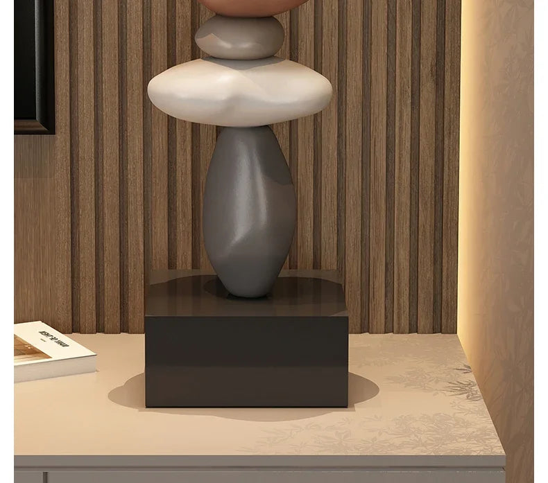 Modern Art Feng Shui Stone Resin Sculpture Wine Cabinet Decor Living Room Desktop Home Decoration Stone Statue Model Figurines