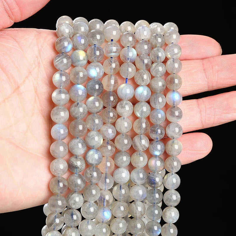 3A Natural Gray Moonstone Irisation Shiny Labradorite Fine Gems 4 6 8 10mm For Jewelry Making Diy Necklace Bracelet Accessory
