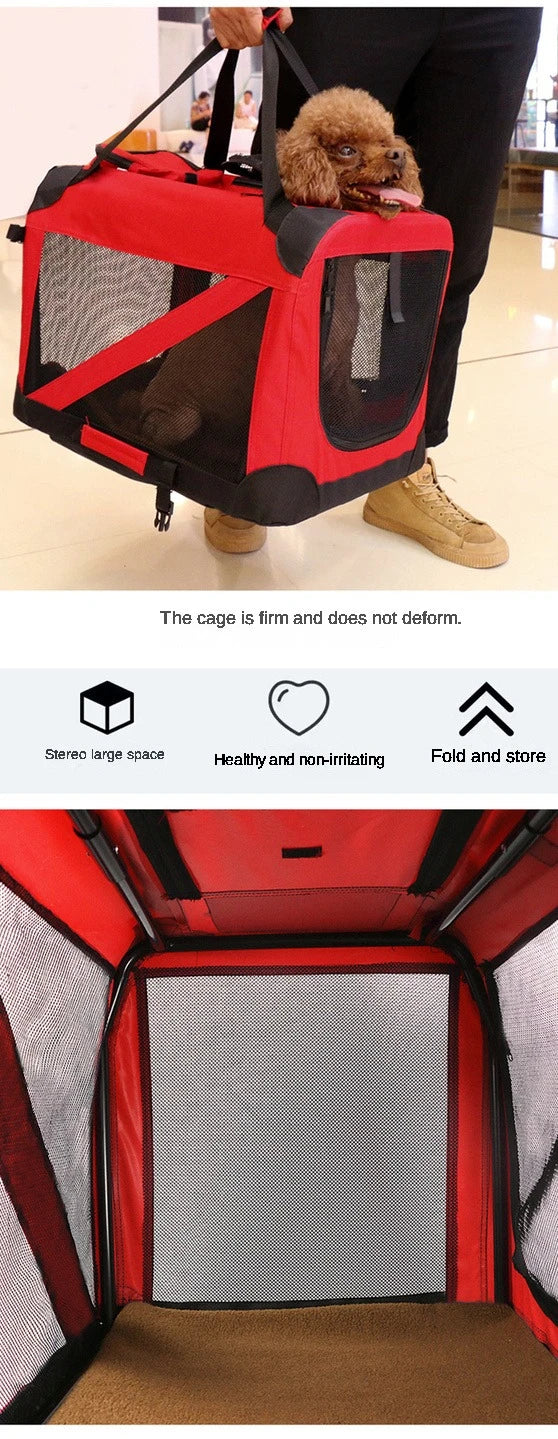 Dog Cage Car Kennel Outing Carrying Bag Pet Luggage Car Travel Cage Cat and Dog Cage Folding Medium and Large Dogs