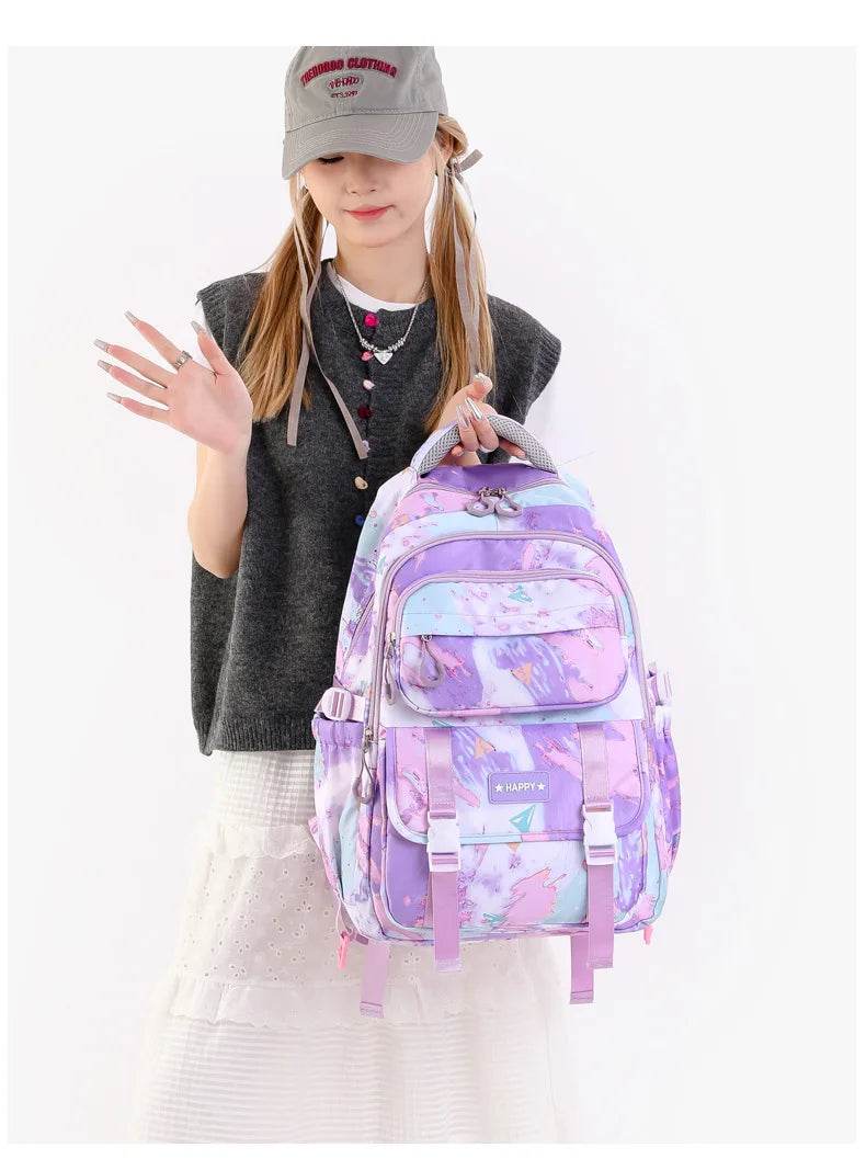 Middle School Student Backpack Children Set School Bags for Girls Kids Schoolbags Waterproof Book Bag With Lunch Bag Pencil case - AIAZ