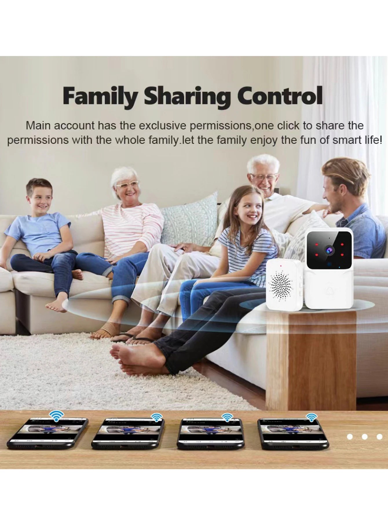 Doorbell video low power WIFI link, rechargeable model doorbell night vision HD intelligent security 1 drag 1 home intercom