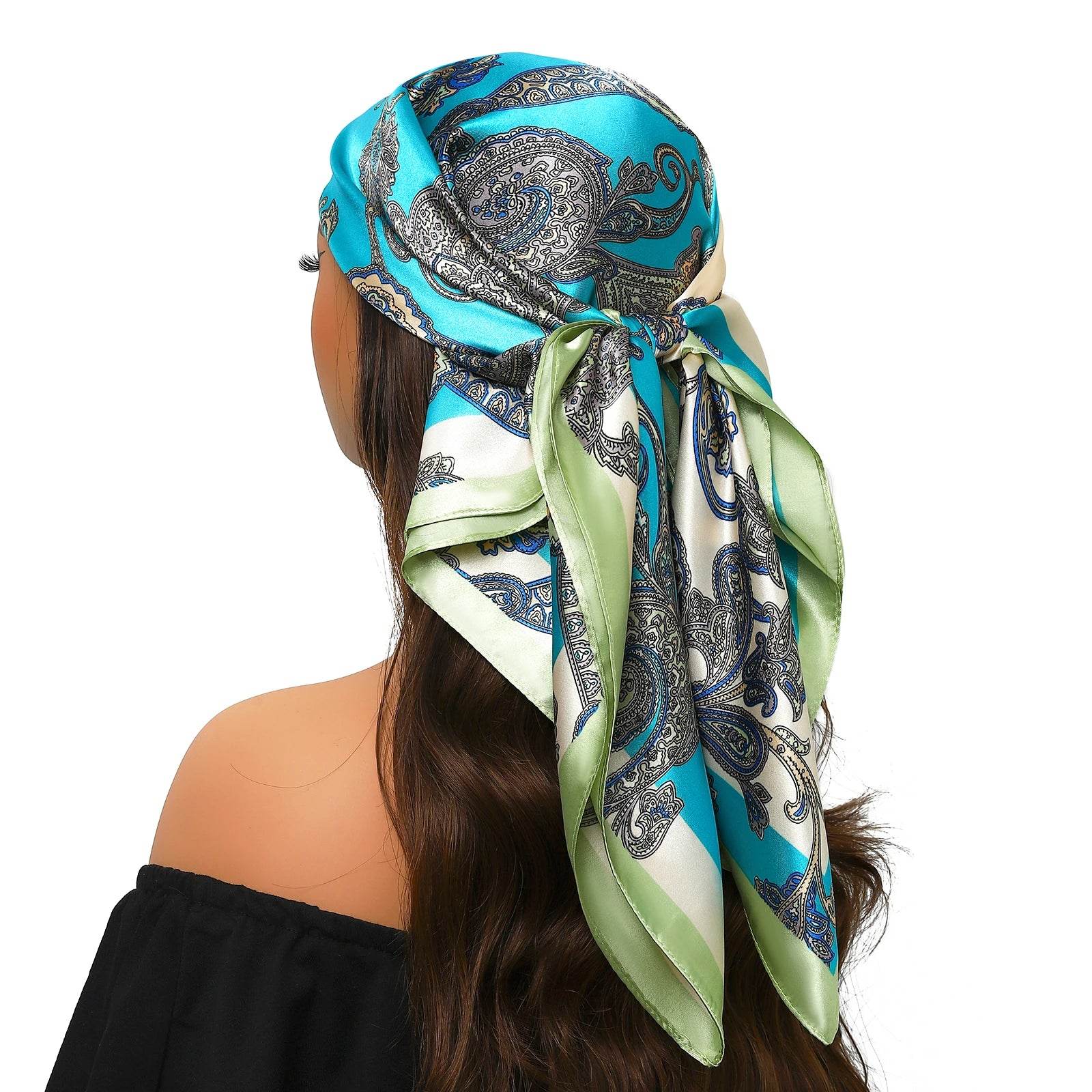 Head Scarf Women Luxury Brand Square 90*90cm Silk Foulard Satin Bandana Cheveux Soft Neckerchief Hijab Hair Scarves For Ladies - AIAZ