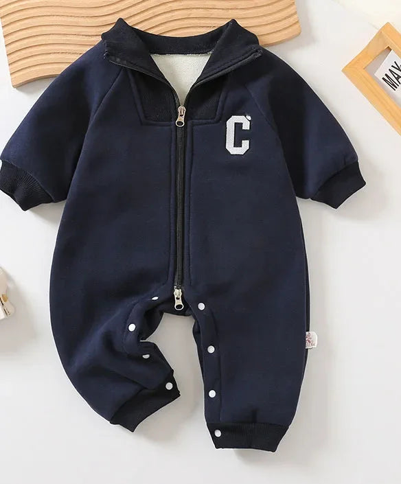 2024 Autumn Winter Baby Rompers Thick Lining Boys Jumpsuits Fur Lining Toddler Clothes Boys Outfit