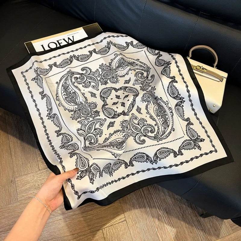 2024 New Leopard Print Square Scarf Women's Imitation Silk Scarf Casual Versatile Decoration Small Neck Scarf 70CMx70CM - AIAZ