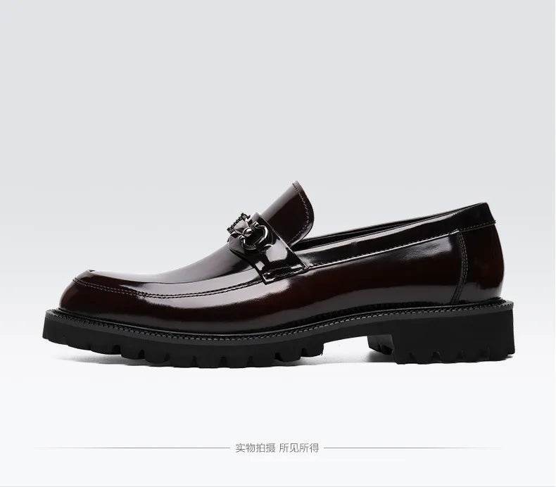 Men's Business Formal Leather Shoes Man Casual Leather Shoes Loafers Casual Business Wedding Shoes for Men Round Toe Slip-On - AIAZ