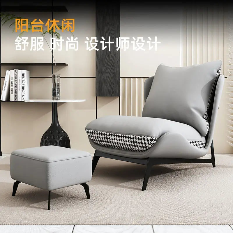 Italian Luxury Light Sofa Chair: Trendy Lazy Lounger, Ideal for Small Living Rooms & Balconies