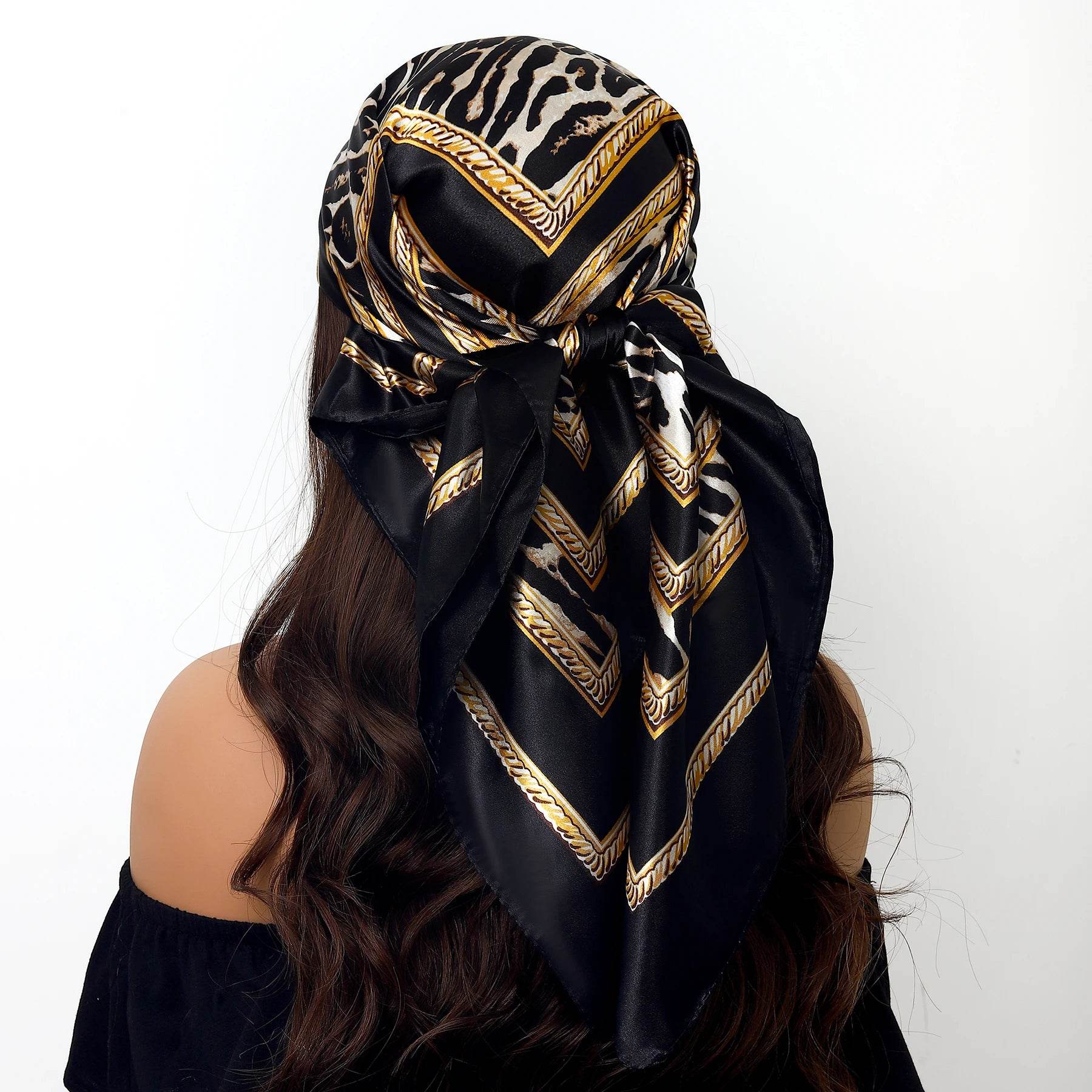 New 90*90cm Retro Brand Women Silk Scarf Bandanna Fashion Bohemian Pattern Square Hijab Lady Wrap Headband foulard muffler - AIAZ