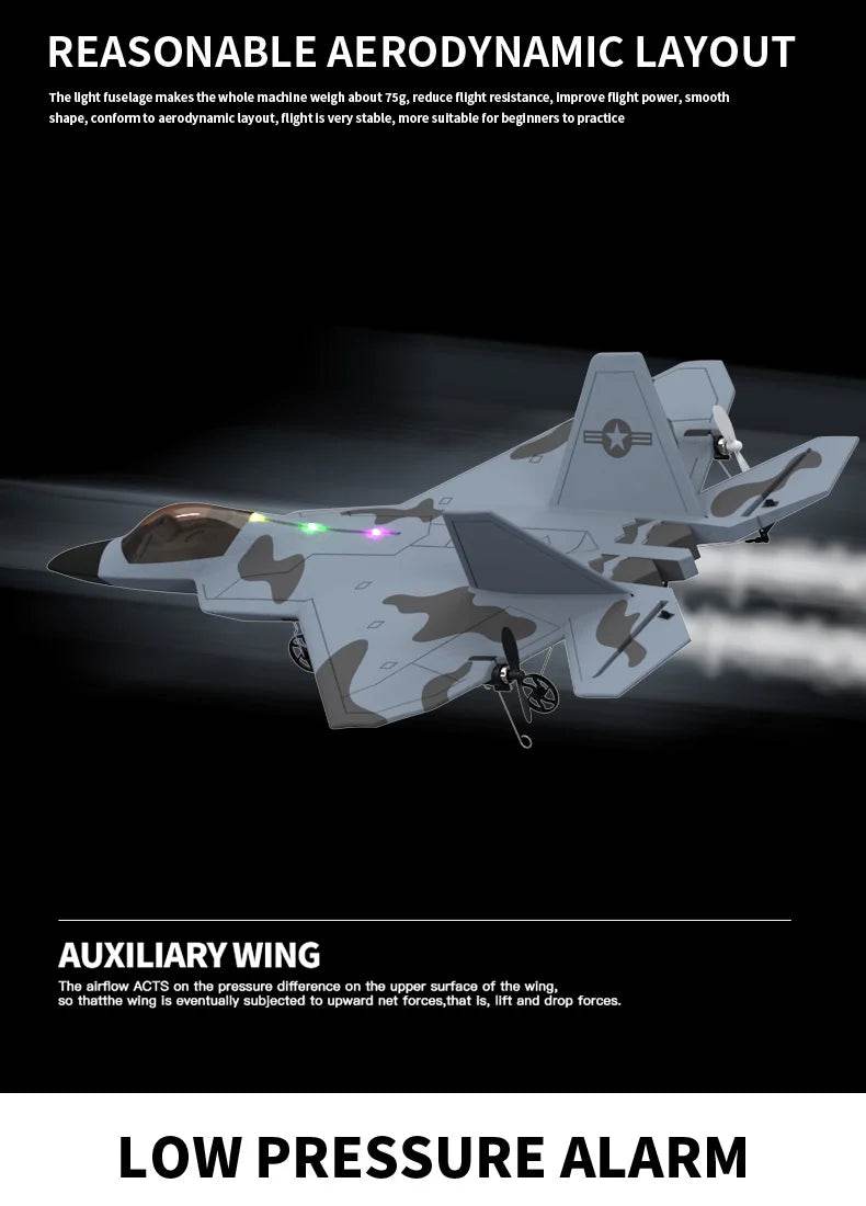 2024 New F22S 2.4G 4CH 3D6G RC Airplane Raptor F22 Warplane WLtoys A180 Upgrade Version LED Light With Gyroscope Out Door Toys - AIAZ