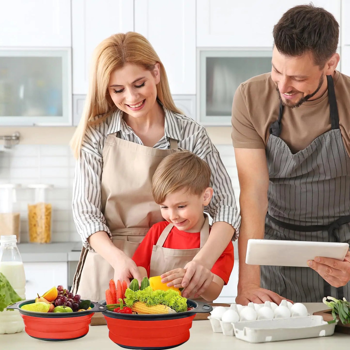 Collapsible Pasta Strainers,Kitchen Colander for Draining Fruit, Kitchen Silicone Filter Vegetables Baskets, Sink Washing Bowl